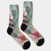 Japanisch Floral Pink Gold Socken (Rechts)
