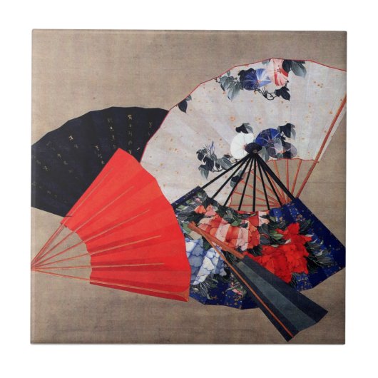 Japanisch Fünf Fans, Hokusai, Ukiyos Fliese (Vorderseite)