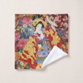 Japanisch Geisha Art -   Badhandtuch Set (Waschlappen)