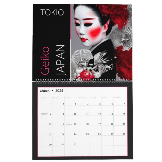 Japanisch Geisha Calendar Kalender (Mär 2026)