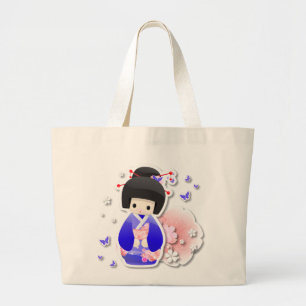 Japanisch Geisha Doll - Blue Series Bag Jumbo Stoffbeutel