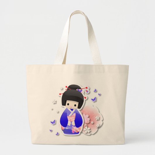Japanisch Geisha Doll - Blue Series Bag Jumbo Stoffbeutel (Vorne)