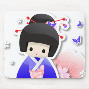 Japanisch Geisha Doll - Blue Series Mousepad
