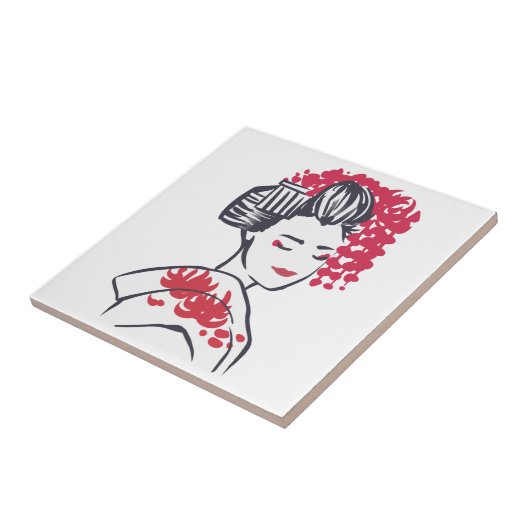 Japanisch Geisha Fliese (Seite)