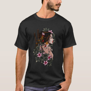 Japanisch Geisha Girl Samurai Japan Katana Sakura  T-Shirt