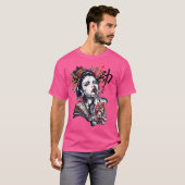 Japanisch Geisha Girl Vaporwave Cyberpunk Popart U T-Shirt (Vorne ganz)