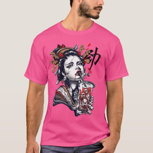 Japanisch Geisha Girl Vaporwave Cyberpunk Popart U T-Shirt (Vorderseite)