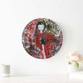 Japanisch Geisha in einem roten Kleid, Japanisch Große Wanduhr (Zuhause)
