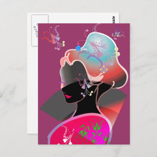 Japanisch GEISHA KIMONO GIRL Postkarte (Vorne/Hinten)