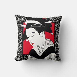 Japanisch Geisha Lady Scroll Pillow Kissen