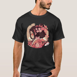 Japanisch Geisha Mädchen Kirschblüte Blume Schnee T-Shirt
