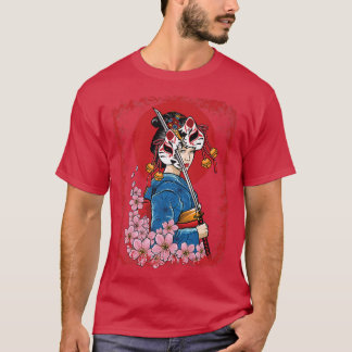 Japanisch Geisha Mask Sword Japan T-Shirt