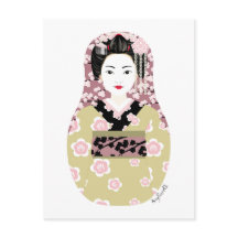 Japanisch Geisha Matryoshka Postcard
