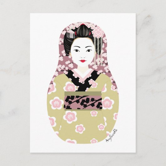 Japanisch Geisha Matryoshka Postcard Postkarte (Vorderseite)