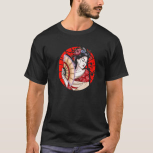 Japanisch Geisha mit Fan Sakura Japan Geisha T-Shirt