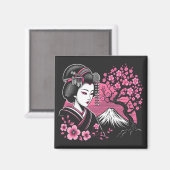 Japanisch Geisha Mount Fuji Japanisch Cherry Bloss Magnet (Vorderseite/Rückseite)