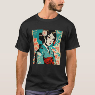 Japanisch Geisha Samurai Retro Vintag Kimon T-Shirt