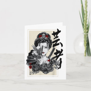 Japanisch Geisha Tattoo Retro Vintag Samurai Graph Karte
