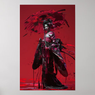 Japanisch gestyltes Girl Illustration Poster
