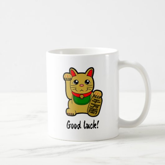 Japanisch Golden Lucky Cat "Viel Glück" Kaffeetasse (Rechts)