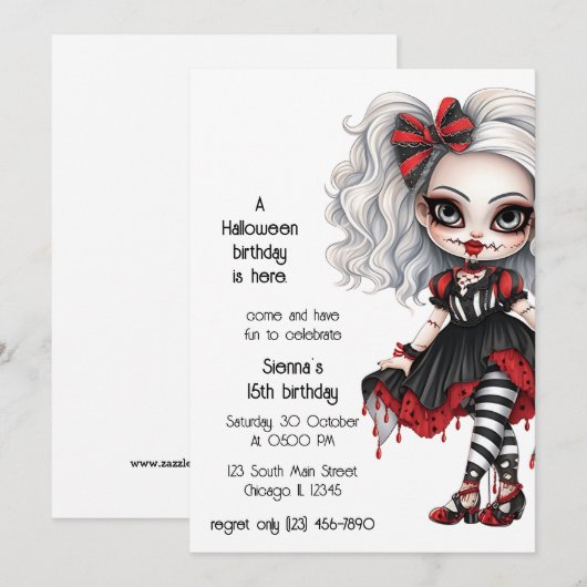 Japanisch Gothic Einladung (Vorne/Hinten)