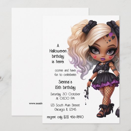 Japanisch Gothic Einladung (Vorne/Hinten)