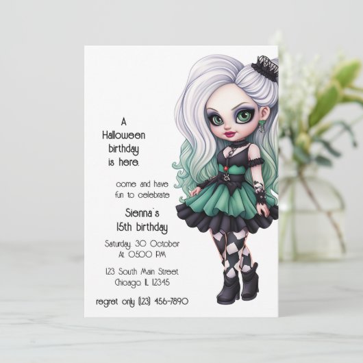 Japanisch Gothic Einladung (Stehend Vorderseite)