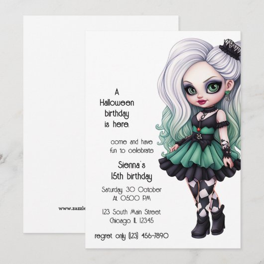 Japanisch Gothic Einladung (Vorne/Hinten)