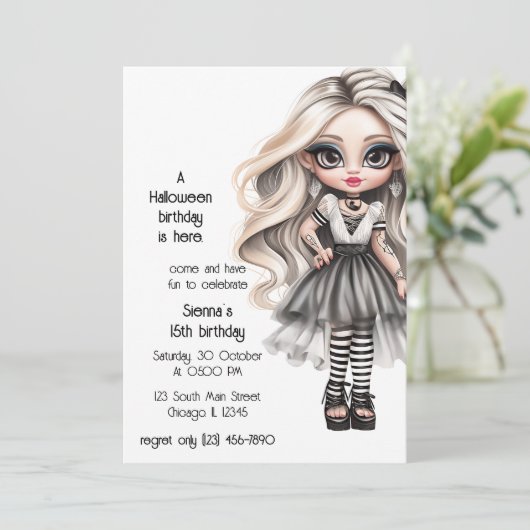 Japanisch Gothic Einladung (Stehend Vorderseite)