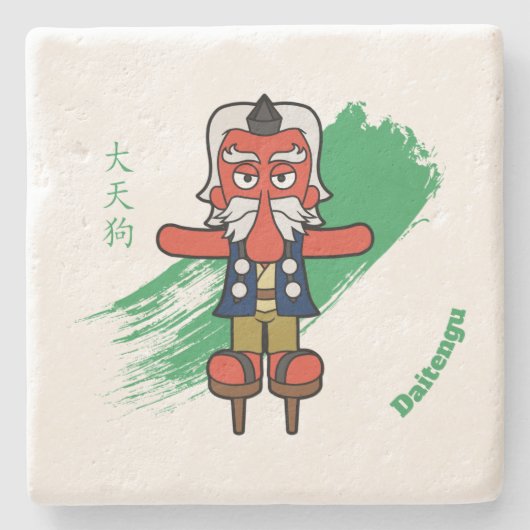 Japanisch Great Tengu Yokai Steinuntersetzer (Vorderseite)