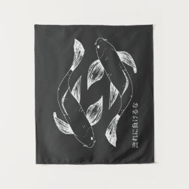 Japanisch handgezeichnet koi-Fisch minimalistisch Wandteppich