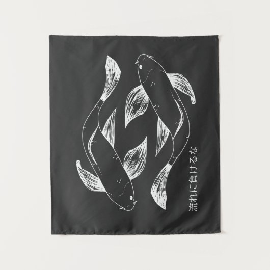 Japanisch handgezeichnet koi-Fisch minimalistisch Wandteppich (Vorderseite)