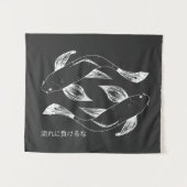 Japanisch handgezeichnet koi-Fisch minimalistisch Wandteppich (Vorderseite (Horizontal))