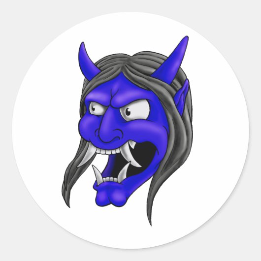 Japanisch Hannya Mask Runder Aufkleber (Vorderseite)