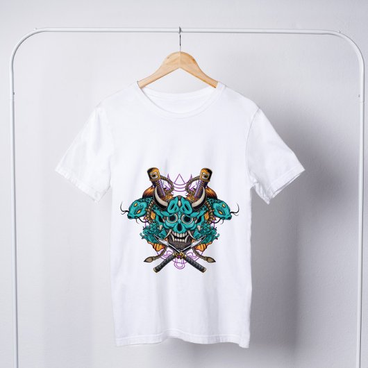 Japanisch Hannya Mask Schwerter Koi Fisch T-Shirt