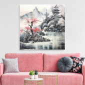 Japanisch Hokusai Art Mountain Cherry Blossom Leinwanddruck (Insitu (Wohnzimmer))