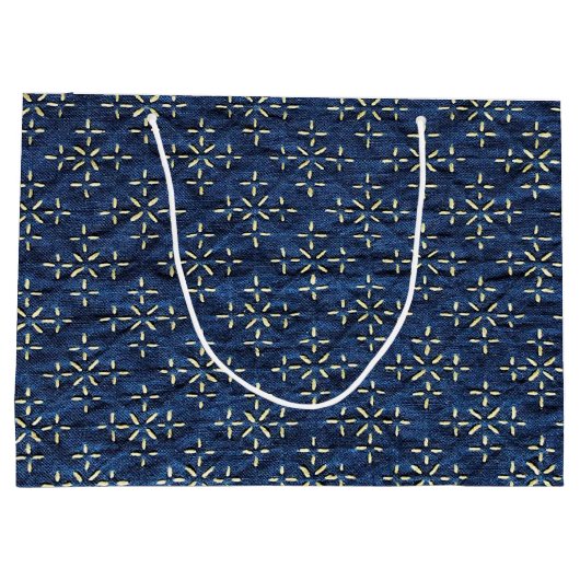 Japanisch Indigo Blue Große Geschenktüte (Rückseite)