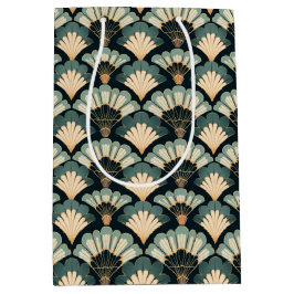 Japanisch inspiriert Aquamarin & Beige Fan Mittlere Geschenktüte