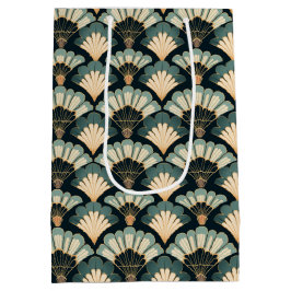 Japanisch inspiriert Aquamarin & Beige Fan Mittlere Geschenktüte