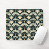 Japanisch inspiriert Aquamarin & Beige Fan Mousepad (Mit Mouse)
