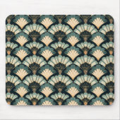 Japanisch inspiriert Aquamarin & Beige Fan Mousepad (Vorne)