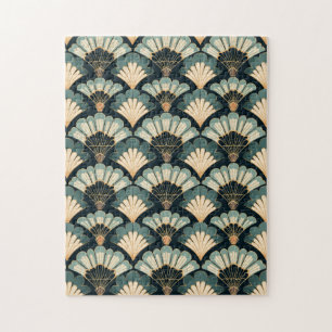 Japanisch inspiriert Aquamarin & Beige Fan Puzzle
