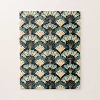 Japanisch inspiriert Aquamarin & Beige Fan Puzzle