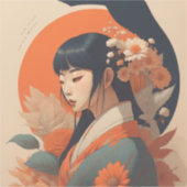 Japanisch inspirierte Kunst und Illustrationen Art Aufkleber (Vorderseite)