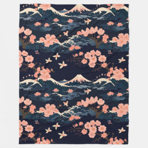 Japanisch inspirierte Sakura-Kirschblüte Fleecedecke