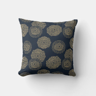 Japanisch inspiriertes Muster indigo & tan Design Kissen