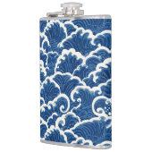 japanisch Inspiriertes Seamless Ocean Wave Muster Flachmann (Links)