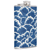 japanisch Inspiriertes Seamless Ocean Wave Muster Flachmann (Rechts)