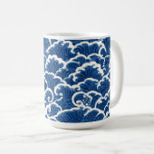 japanisch Inspiriertes Seamless Ocean Wave Muster Kaffeetasse (VorderseiteRechts)