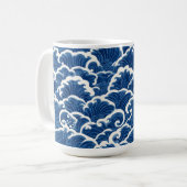 japanisch Inspiriertes Seamless Ocean Wave Muster Kaffeetasse (Vorderseite Links)